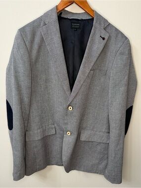 7 Diamonds Gray Blazer Elbow Patch Slim Fit Sport Coat Modern Mens M